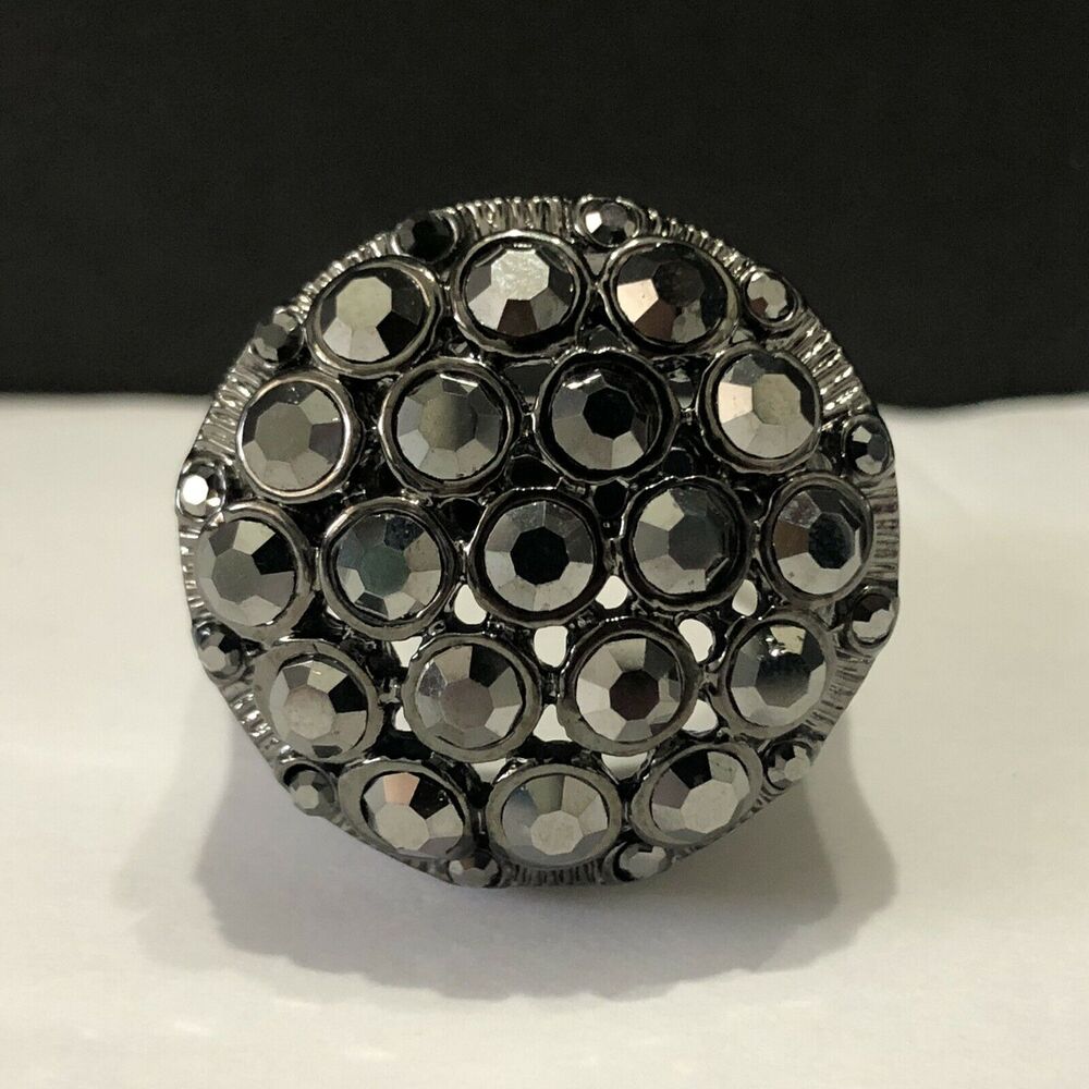 Nwot Premier Designs Jewelry Galaxy Ring Hematite Plated With Crystals Sz 12 View 2